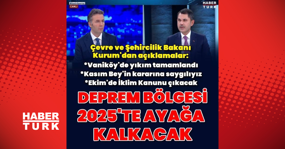 Çevre, Şehircilik ve İklim Değişikliği Bakanı Murat Kurum’dan Habertürk’e açıklamalar